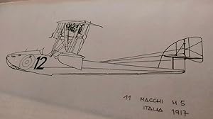 Tavola originale a china, Idrovolante Macchi M5 (1917) 1960's
