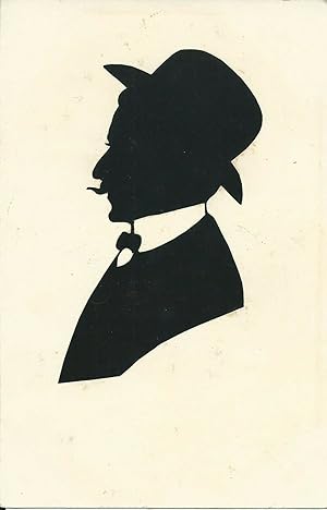 Cartolina illustrata da Duilio Raineri uomo in silhoutte 1900ca.