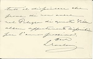 Biglietto con invio autografo e firma del Duca Leoplodo Torlonia Frascati 1910