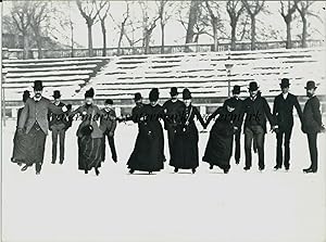 Fotografia da negativo originale Pattinaggio all'Arena di Milano 1890's