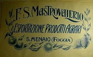 Manifesto pubblicitario Mastrovalerio/S.Menaio (Foggia) 1890's