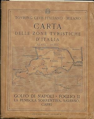 Touring Club Carta Golfo di napoli e penisola Sorrentina perfetta 1930's