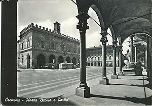 Cartolina/Vera foto, Cremona Piazza Duomo con corriere, viaggiata 1954