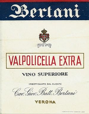 Etichetta vintage originale,Bertani Valpolicella Extra Vino Superiore