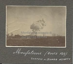 Piccola/Rara foto originale, Monfalcone, "scoppio di una bomba nemica" 1916