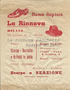 Sacchetto pubblicitario x le scarpe/La rinnova sacchetto Milano 1940's