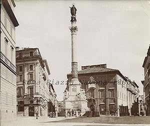 Fotografia originale (albumina), Roma Piazza di Spagna (animata) 1880