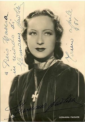 Germana Paolieri/Attrice fotografia con dedica autografa (originale) 1951