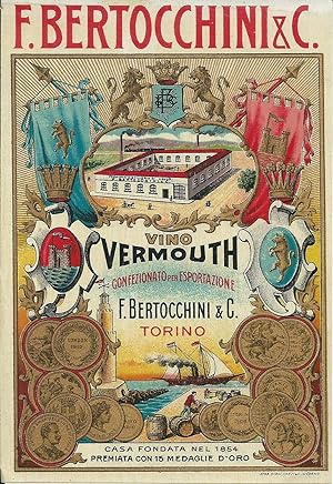 Etichetta originale, F.Bertocchini/Torino Vino vermouth 1910's