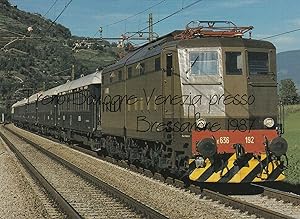 Cartolina, Treno Boulogne-Venezia (E.636.192) presso Bressanone 1987