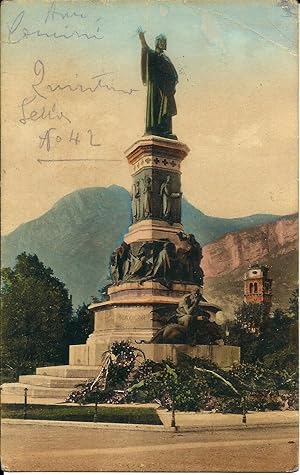 Trento/Monumento a dante cartolina viaggiata e ben affrancata 1910
