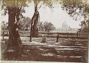 Fotografia originale (albumina), Roma Villa Pamphili con vista su S.Pietro 1880
