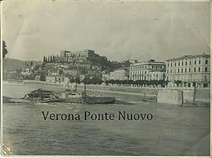 Foto originale, Verona/Il Ponte Nuovo distrutto alla fine della guerra 1945ca.