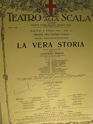 La vera storia Manifesto con autografo dal maestro Luciano Berio Milano 1982