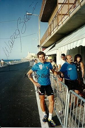 Fotografia originale con autografo Marco Belli (ciclista) G.S.Brunero 1990's