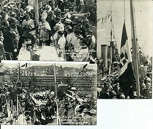 3 foto originali Regia Nave Generale Cantore consegna della bandiera Genova 1922