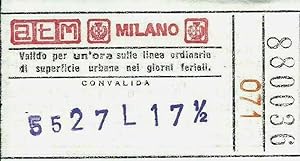 ATM Milano, Biglietto velina linee di superficie urbane (feriale) 1960's