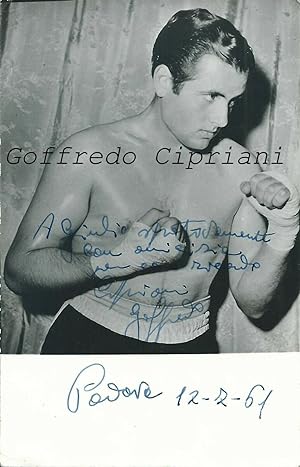 Goffredo Cipriani/Pugile da Teramo, Cartolina originale con invio autografo 1961