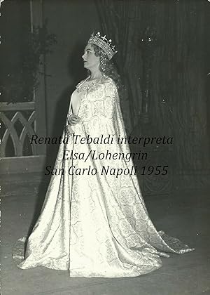 Foto originale Renata Tebaldi interpreta Elsa/Lohengrin, San Carlo Napoli 1955