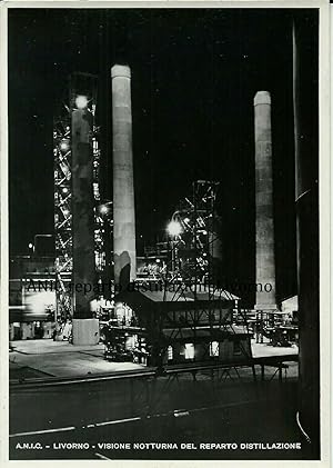 A.N.I.C. Livorno reparto distillazione cartolina fotografica non viaggiata 1939