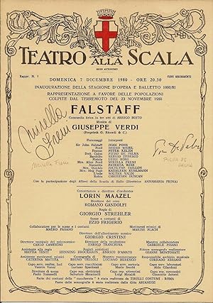 Teatro alla Scala Falstaff, autografo Mirella Freni/Piero de Palma 1980 (prima)