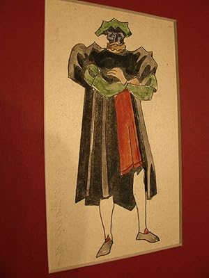 Acquerello originale Dott.Graziano/Balanzone maschera di Bologna 1930