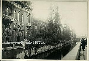 Fotografia originale,il Naviglio di Via Senato a Milano 1925ca.