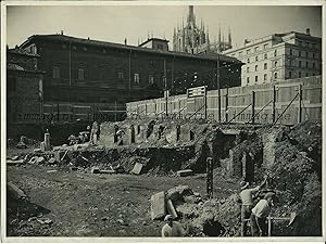 Foto originale, Piazza Fontana, costruzione della Banca Naz. Agricoltura 1930ca
