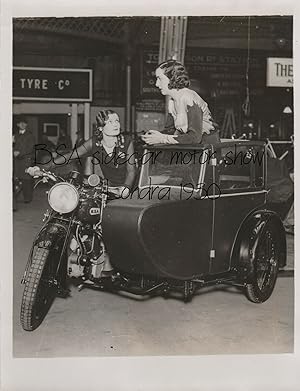 Fotografia originale, BSA sidecar London motorcycles show 1930