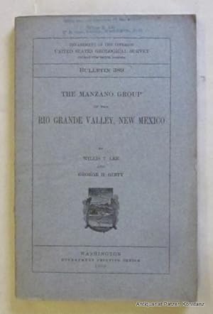 Immagine del venditore per The Manzano Group of the Rio Grande Valley, New Mexico. Washington, Government Printing Office, 1909. Mit 12 Tafeln u. Illustrationen im Text. Or.-Umschlag; etwas angestaubt u. mit kl. Stempel "With the compliments of the author". (Department of the Interior United States Geological Survey, Bulletin 389). venduto da Jrgen Patzer