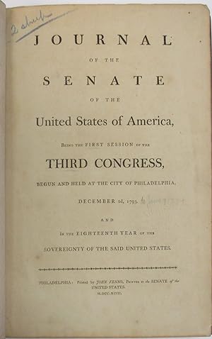 JOURNAL OF THE SENATE OF THE UNITED STATES OF AMERICA, BEING THE FIRST SESSION OF THE THIRD CONGR...