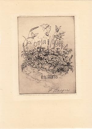 Seller image for ex libris Sonja Vogel. Waldblumen, Farne und Gr�ser mit Schmetterlingen. for sale by Antiquariat  Braun