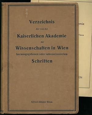 Bild des Verkufers fr Verzeichnis der von der Kaiserlichen Akademie der Wissenschaften in Wien herausgegebenen oder subventionierten Schriften. zum Verkauf von Antiquariat Dennis R. Plummer