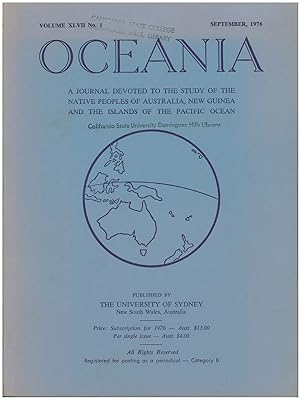 Seller image for Oceania Journal (September, 1976, Volume LVII, No.1) for sale by Diatrope Books