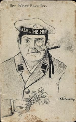 Künstler Ansichtskarte / Postkarte Richmanny, W., Der Rosenkavalier, Seemann mit Zigarette, Kaise...