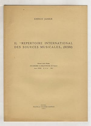 Bild des Verkufers fr Il "Repertoire International des Sources Musicales" (RISM). zum Verkauf von Libreria Oreste Gozzini snc