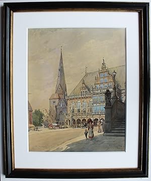 "Bremen" originales Aquarell auf Malpapier ca. 40x32cm; rechts unten signiert und datiert "E.T. C...