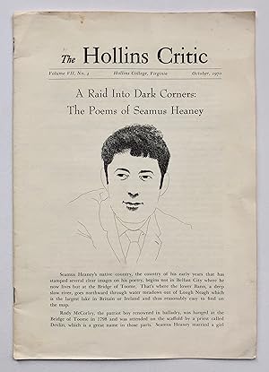 Seller image for The Hollins Critic, Volume VII, No. 4, October 1970. A Raid Into Dark Corners: The Poems of Seamus Heaney. for sale by George Ong Books