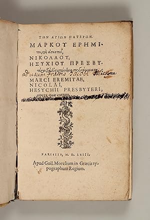 Bild des Verkufers fr Opera quae extant. (Printed in Greek). zum Verkauf von Dinter