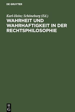 Bild des Verkufers fr Wahrheit und Wahrhaftigkeit in der Rechtsphilosophie zum Verkauf von AHA-BUCH GmbH