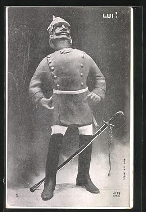 Ansichtskarte Kaiser Wilhelm II. in Uniform als Karikatur