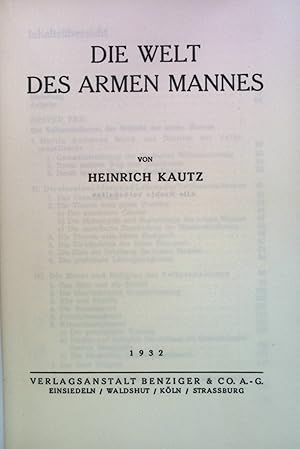 Bild des Verkufers fr Die Welt des armen Mannes. zum Verkauf von books4less (Versandantiquariat Petra Gros GmbH & Co. KG)