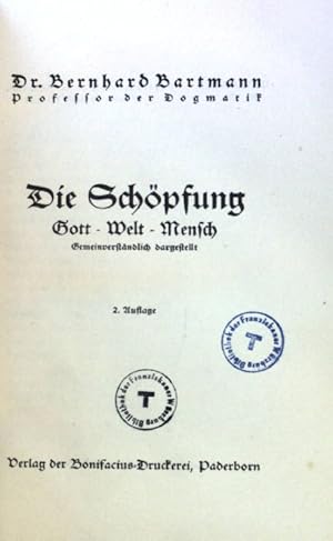 Imagen del vendedor de Die Schpfung : Gott - Welt - Mensch. a la venta por books4less (Versandantiquariat Petra Gros GmbH & Co. KG)