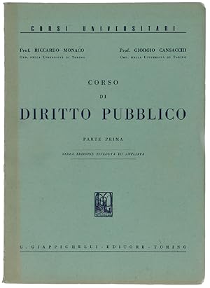 Seller image for CORSO DI DIRITTO PUBBLICO. Parte prima.: for sale by Bergoglio Libri d'Epoca