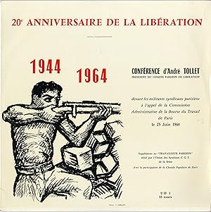 "20e ANNIVERSAIRE DE LA LIBÉRATION 1944-1964" CONFÉRENCE d'André TOLLET du 25 Juin 1964 / LP 33 t...