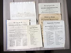 7 Kleinschriften bzw. Einblattdrucke um 1840. 1) Alphabetisches Verzeichnis der zur Gründung eine...
