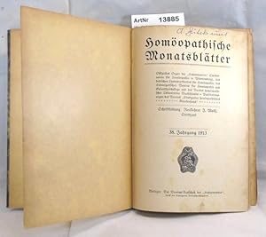 Homöopathische Monatsblätter 38. Jahrgang 1913. Mitteilungen und Erfahrungen aus dem Gebiete der ...