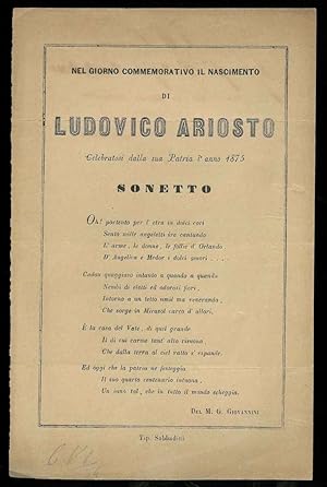 Nel giorno commemorativo il nascimento di Ludovico Ariosto Celebratosi dalla sua Patria l'anno 1875