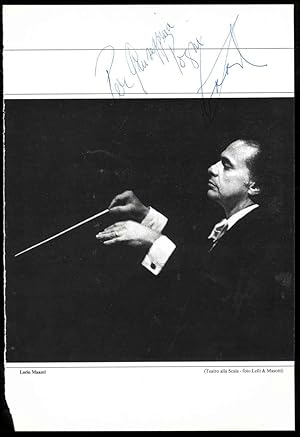 Dedica autografa di Lorin Maazel (1930-2014) con fotografia estratta da pubblicazione del Teatro ...