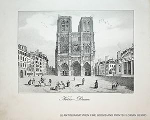 PARIS, Notre-Dame de Paris, original antique print about 1830